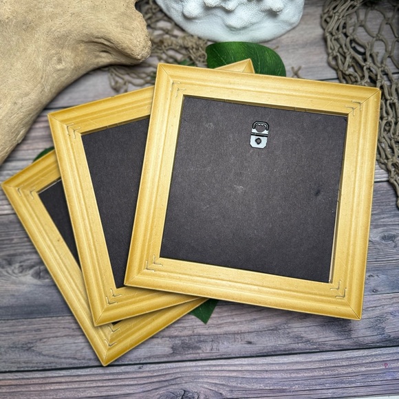 3 VINTAGE GOLD FRAMED PALM TREE NAUTICAL COASTAL BATHROOM PICTURES Bundle Bamboo - Picture 8 of 14